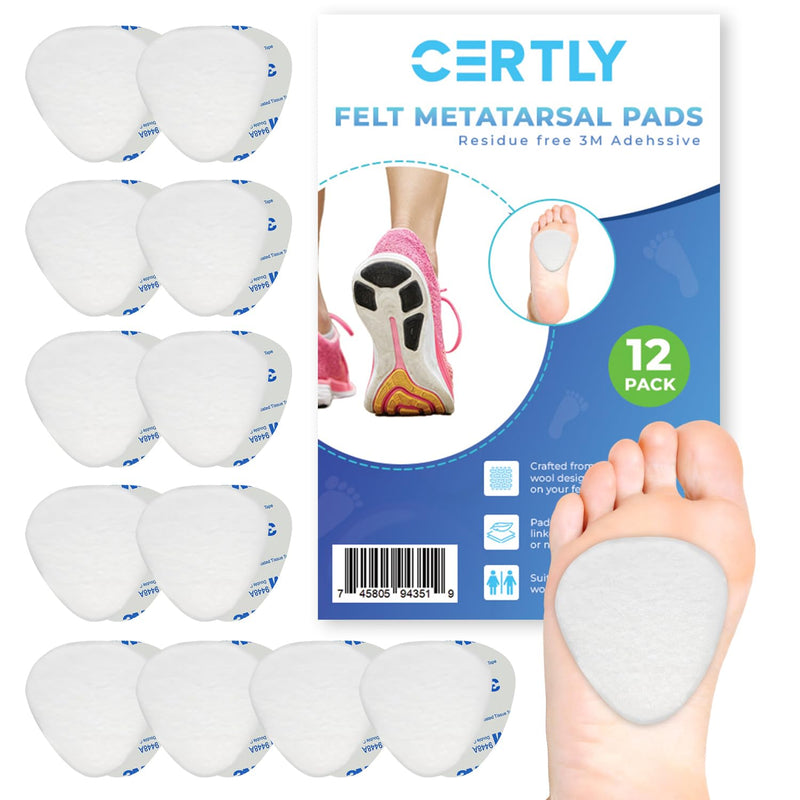 Metatarsal Foot Pads for Pain Relief, Foot Pain Relief Pads, Set of 12, 1/4" Thick, for Ball of Foot Cushioning, Mortons Metatarsalgia & Neuroma Support for Women and Men