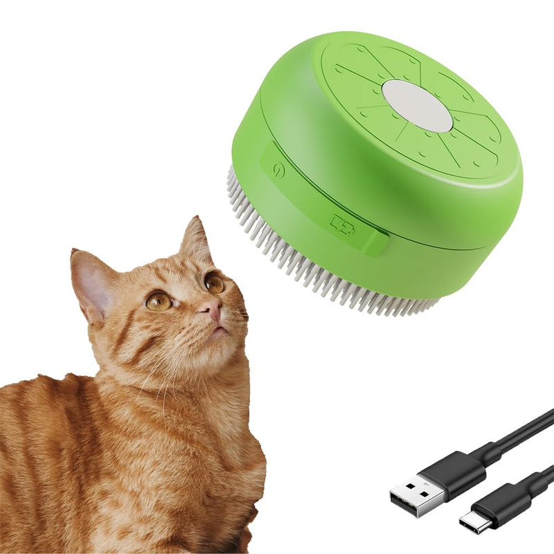 Cat Steam Brush Cat Hair Brush,3 in 1 Cat Steamy Brush Cleanser,Rechargeable Silicone Steam Brush,for Removing Tangled and Loose Hair, Cat Dog Steamy Brush for Massage (green) green - BeesActive Australia