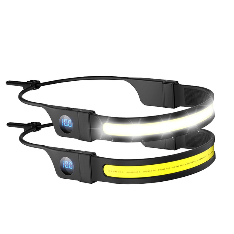 Headlamp Rechargeable, 230° Wide Beam LED Forehead Lamp with Digital Battery Display, Waterproof Headlight Flashlight for Camping Hiking Running Indoor Outdoor, Adjustable Silicone Band