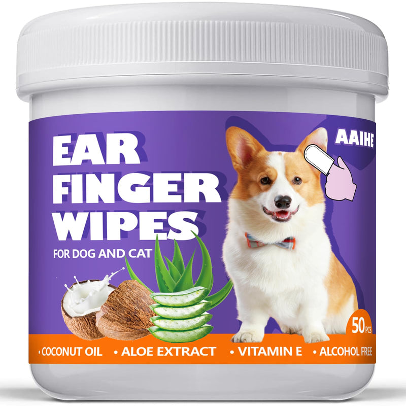 Dog Ear Wipes,Gently Remove Ear Wax & Dirt,Relieve Ear Itching Fresh Coconut Scent, All Natural Ingredients Dog Ear Cleaning Wipes - 50 Count 1.6'' 50pcs Purple - PawsPlanet Australia