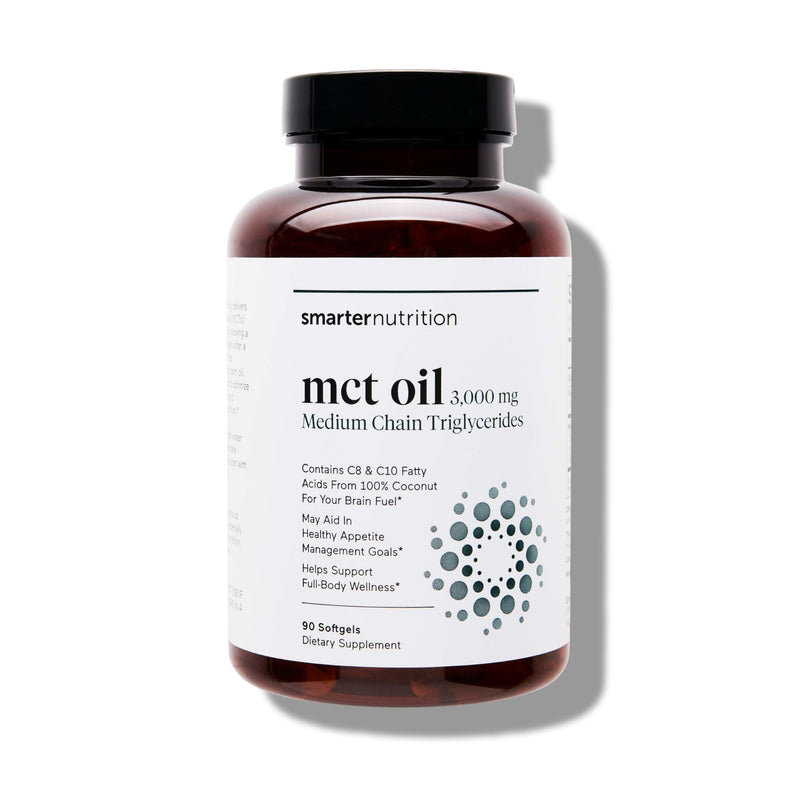 SMARTERNUTRITION MCT Oil Capsules C8 and C10 - Ketogenic Fuel for Brain & Body, Sustained Energy - from Cold-Pressed Coconut, Palm & Gluten-Free, Non-GMO - 90 Count - 30-Day Supply 90 Count (Pack of 1)