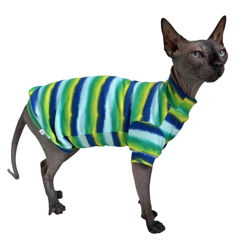 Limited Edition Sphynx Cat Cotton T-Shirts Hairless Cat Sweatshirt Pet Kitten Clothes Round Collar Kitten Shirts Vest Cats & Small Dogs Apparel (Reflection, L (7.7-9.9 lbs)) L (7.7-9.9 lbs) Reflection - BeesActive Australia