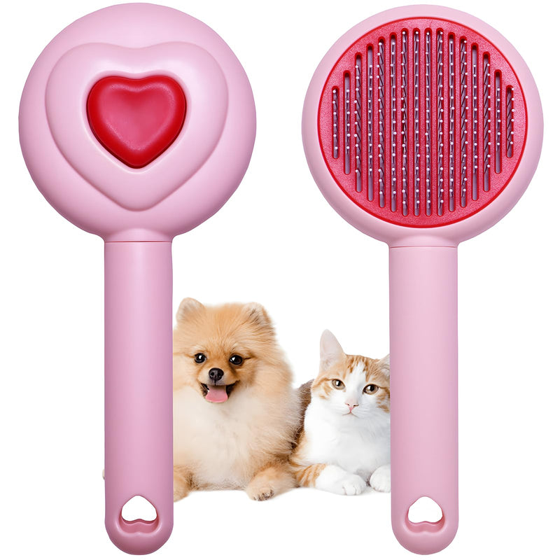 Pet Beauty Hair Removal Comb Cat Brush - One click Release Care Cat Comb Dog Hair Removal Brush - Suitable for long and short hair opening comb - Remove loose and falling hair (Pink) Pink - BeesActive Australia