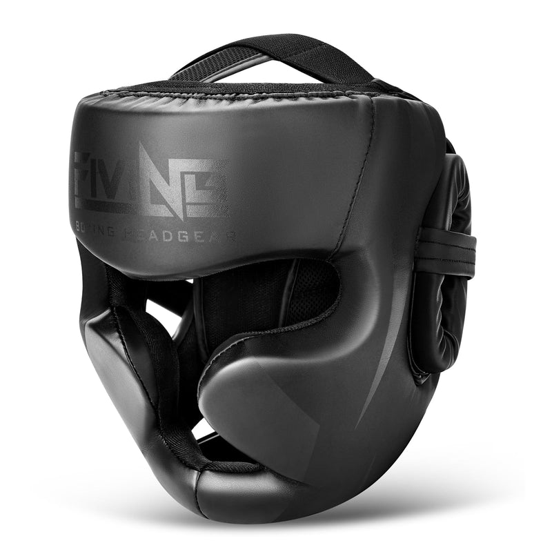 FIVING Headgear for Boxing,Martial Arts Headgear,Kickboxing Head Gear for Muay Thai,Grappling, Sparring, Kickboxing, Karate, Taekwondo Black/Black Medium