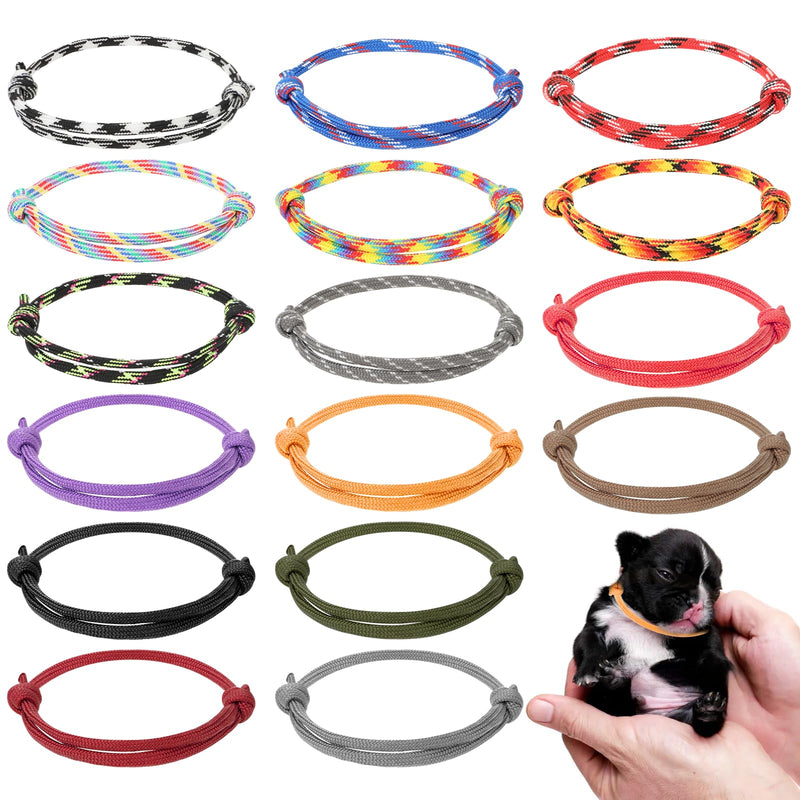 16Pcs Puppy ID Collars Whelping Soft Adjustable Bands, 16 Colors Puppy Collars Whelping Collars Bands Puppy Identification Collar for Newborn Pet Pup Collars for Dog Cat Rabbit Hamsters (Reusable) - BeesActive Australia