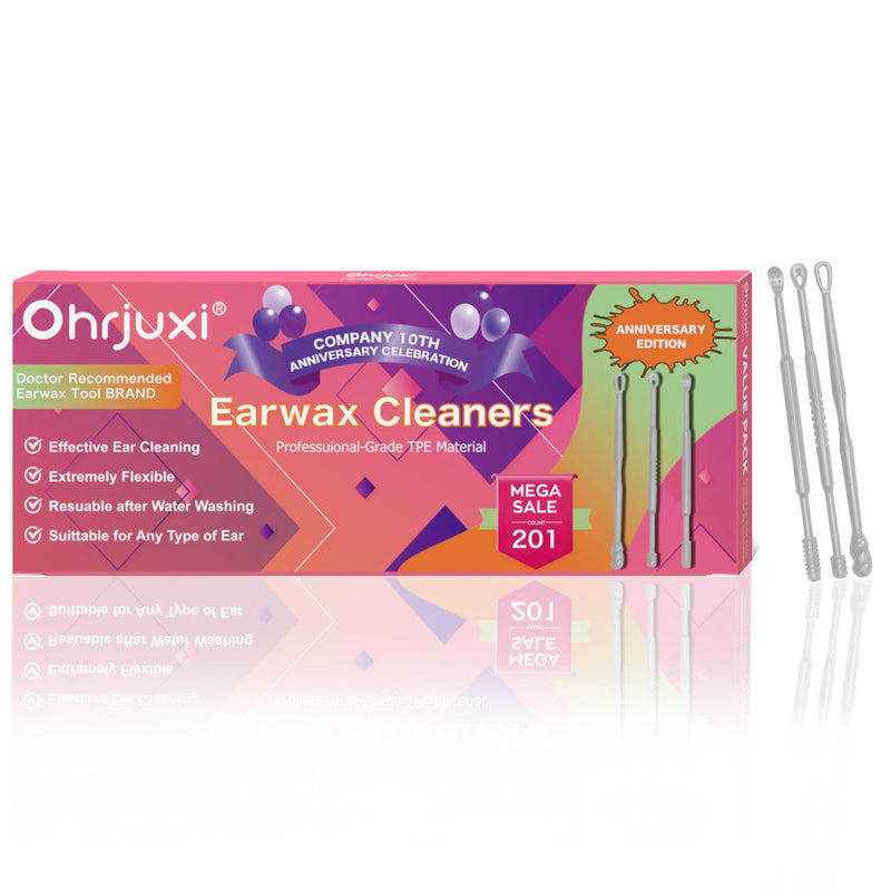 Ear Wax Removal Tool - 201 PCS Reusable Ear Cleaners, Professional-Grade TPE, Effective & Gentle Ear Cleaning Kit, Clogged & Itch Ear Relief - Suitable for All Types of Ears(3 Styles) 201-mixed - BeesActive Australia