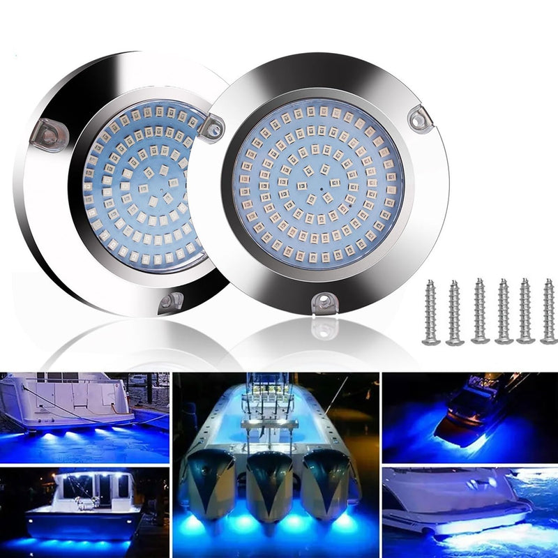 90led Boat Marine Led Underwater Lights,Stainless Steel IP68 Waterproof Surface Mount, for Stern Interior Navigation Deck Courtesy Night Fishing Cruise Ships Yachts Boats Sailboat Pontoon Transom
