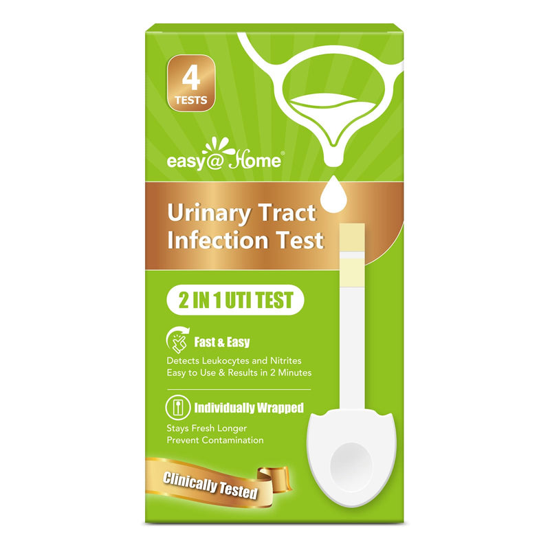 Easy@Home Urinary Tract Infection Test - UTI Test Strip for Women Home Testing Kit Detection of Leukocytes and Nitrite Over The Counter (OTC) USE Quick Accurate Results in 2 Min (4 Pack) UTI-EZU-102:4 - BeesActive Australia