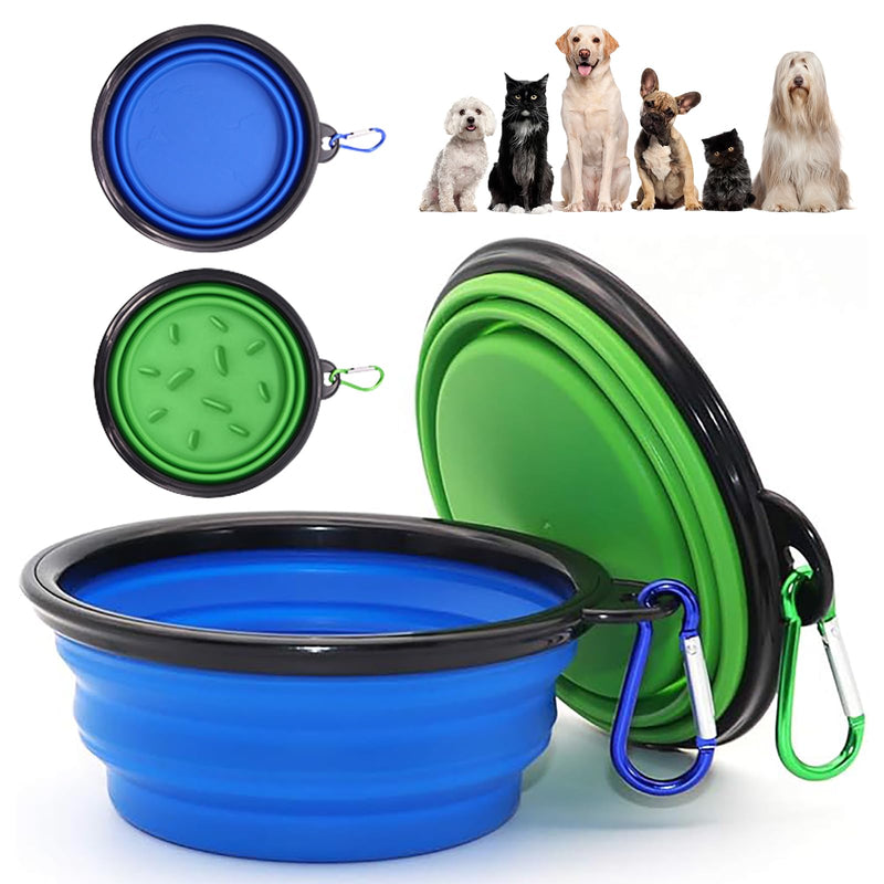 Portable Pet Travel Dog Bowls, 2 Pack Convenient Collapsible Dog Bowls, Small Pet Slow Feeder Design for Dogs Cats Feeding Watering with 2 carabiners - BeesActive Australia