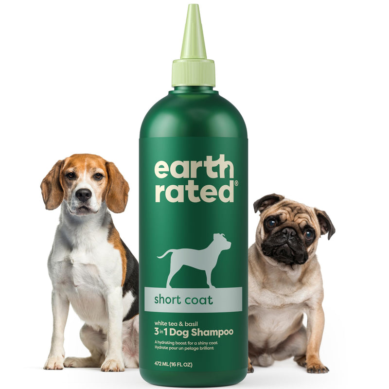 Earth Rated Coat-Specific 3-in-1 Short-Haired Dog & Puppy Shampoo, Conditioner & Deodorizer, Formulated to Moisturize and Tackle Shedding, Refreshing White Tea & Basil Scent, 16 oz. Short Coat - BeesActive Australia