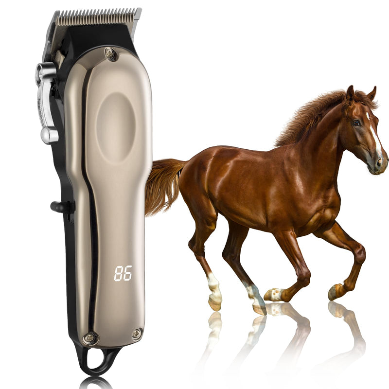 Horse Clippers Cordless Quiet, Professional Horse Trimmer Cordless with 4 Guide Guards, Electric Rechargeable Cordless Grooming Clippers for Horse, Powerful Livestock Clippers 1