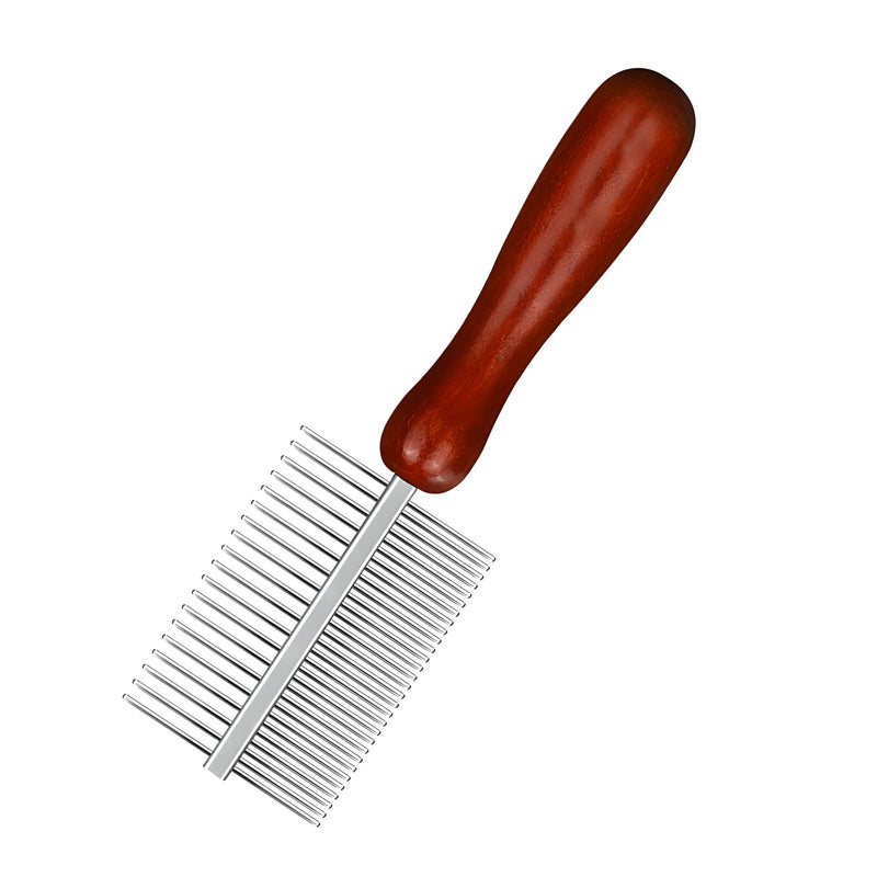 Cat&Dog Flea Comb,Premium Double-Sided Pet Grooming Comb with Ergonomic Wooden Handle-Durable Stainless Steel Flea Comb for Cats and Dogs,Perfectly Suitable for Both Long and Short Hair Pets - BeesActive Australia