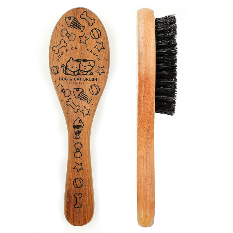 Pet Soft Brush with Wood Handle and Boar Bristle Hair Brush - Soft Cat and Dog Grooming Brush for Short Hair Cats and Small Dogs - Soft Bristles for Gentle Massage and Dandruff Removal (Cat) - BeesActive Australia