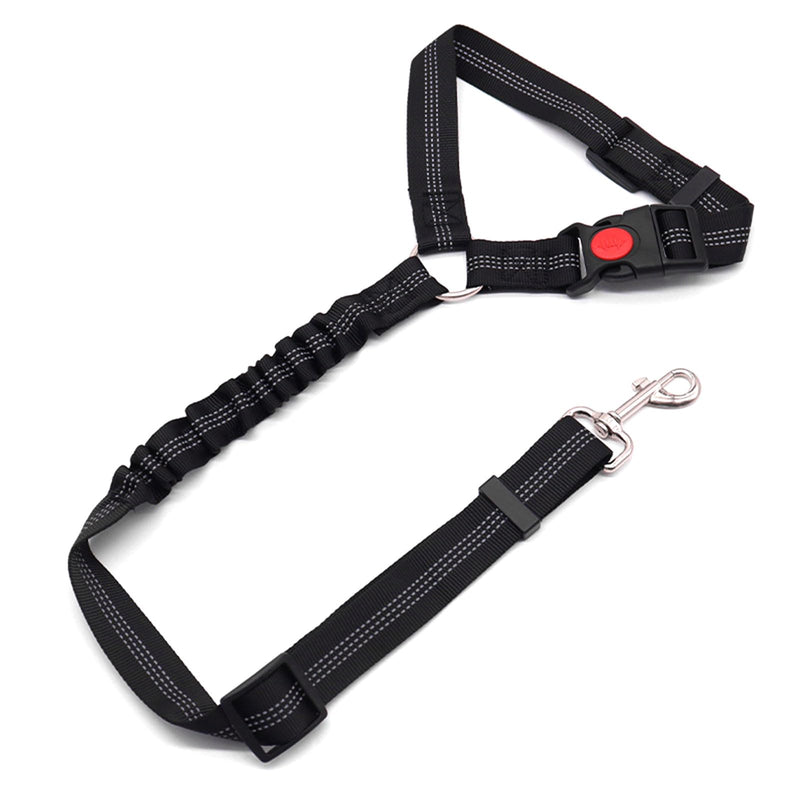 Adjustable Pet Safety Seat Belt for Dogs & Cats - Car Headrest Restraint with Nylon Fabric - Comfortable & Durable Dog & Cat Vehicle Seatbelts & Harness(1 Pack) black - BeesActive Australia