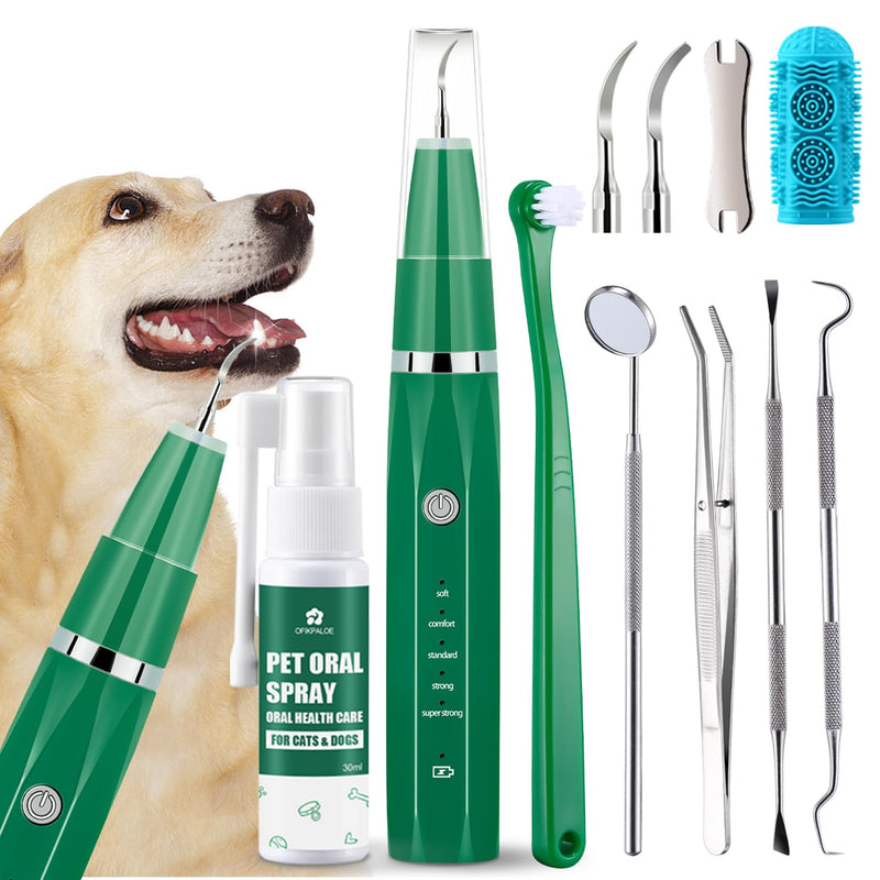 Dog Teeth Cleaning Kit with Pet Oral Spray, Dog Dental Care-Plaque Remover for Teeth, Cleans and Relieves Tooth Sensitivity, Universal for Dogs & Cats, Dark Green - PawsPlanet Australia