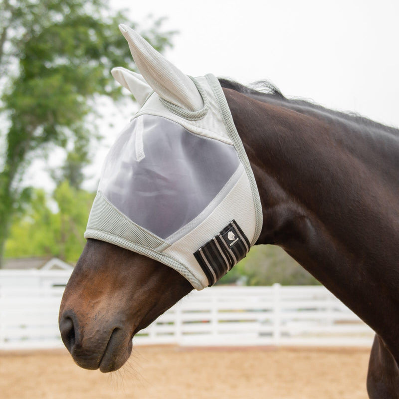 Equinavia Algard Soft Mesh Horse Fly Mask with Ear Protection and 45 SPF Rating | No Eye Irritation - Silver - Cob