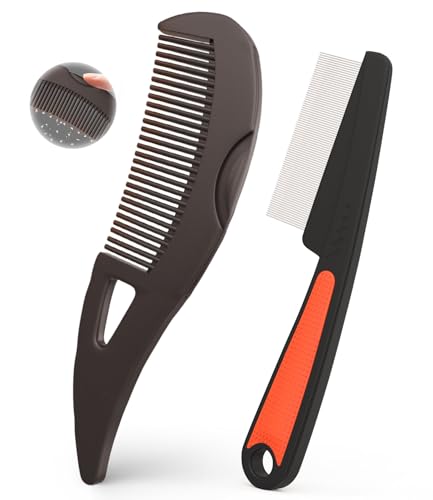 Dandruff Comb Removal 2PC Hollow Fine Tooth Scalp Detox Hair Care Tool 2PC Brown+Red