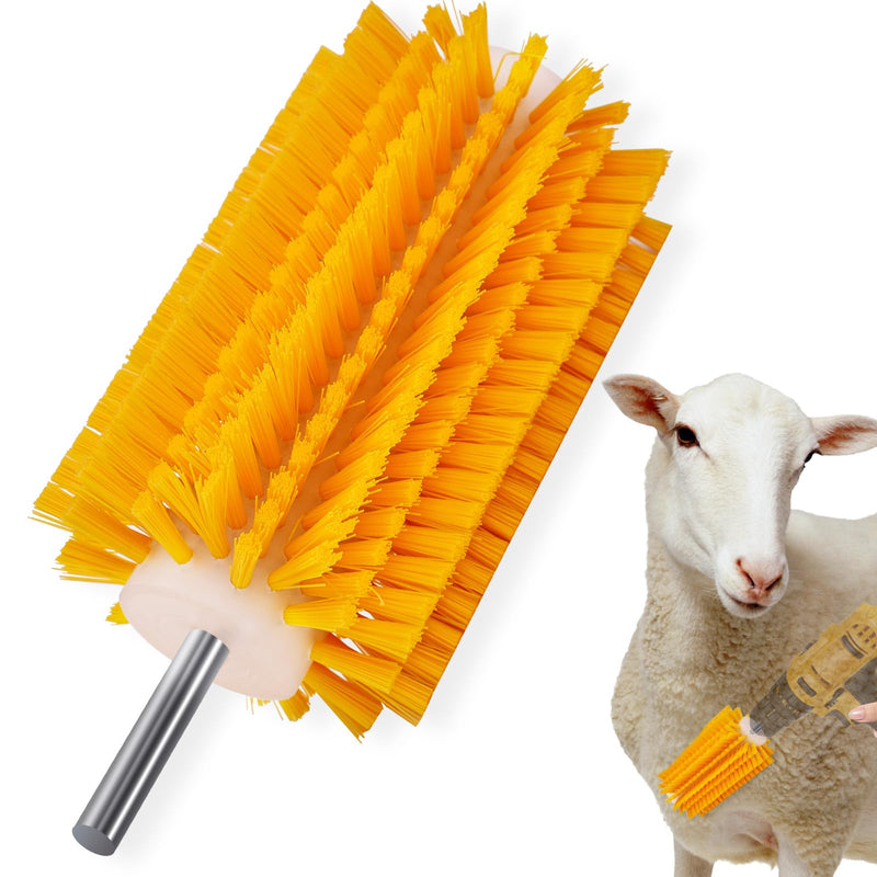 Livestock Scratching Mini Roto Drill Brush Attachment For Horse Cow Goat Cattle Pig Grooming, Relieve Itching on the Back, Remove Harmful Parasites/Dead Skin/Shedding Hair, 5/18" Shank, Yellow - BeesActive Australia