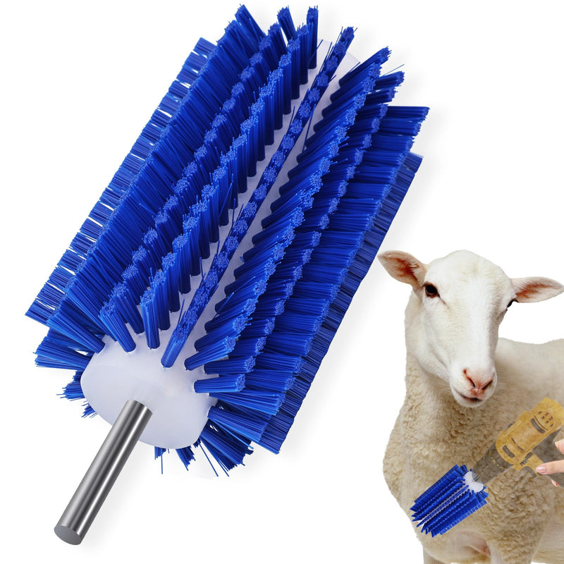 Livestock Scratching Mini Roto Drill Brush Attachment For Horse Cow Goat Cattle Pig Grooming, Relieve Itching on the Back, Remove Harmful Parasites/Dead Skin/Shedding Hair, 5/18" Shank, Blue - BeesActive Australia