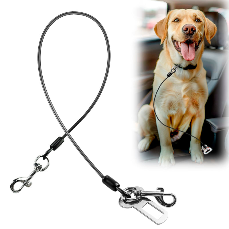 Dog Seat Belt for Car, LApapaye Dog Car Seat Belt, Chew and Tear Resistant, Seat Belt for Dogs in Car, Coated Wire Rope Safety Restraint, Double End with Safety Buckle (Black, 32 Inches) Black - BeesActive Australia