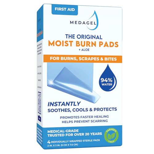Medagel The Original Moist Burn Pad - Hydrogel Healing Pads, Soothing & Moist Skin Care Patch for Burns & Wounds, 2” x 3” Dressing 2x3