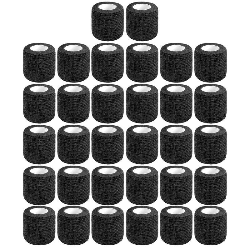 32 Rolls Self Adhesive Bandage Wrap 2 inch Cohesive Bandage Wrap Stretch Bandages Wraps Tape Black Elastic Self-Adherent Tape for Wrist Ankle Sports Swelling Sprains - BeesActive Australia