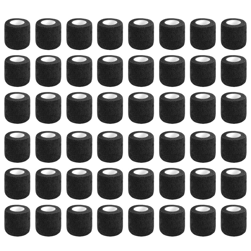48 Rolls Self Adhesive Bandage Wrap 2 inch Cohesive Bandage Wrap Stretch Bandages Wraps Tape Black Elastic Self-Adherent Tape for Wrist Ankle Sports Swelling Sprains - BeesActive Australia