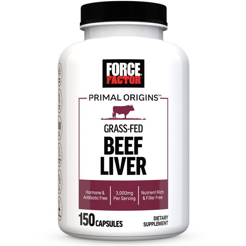 FORCE FACTOR Primal Origins Beef Liver Capsules, Grass Fed Beef Organ Supplement, Pasture-Raised, Hormone & Antibiotic Free, Non-GMO, 150 Capsules - BeesActive Australia