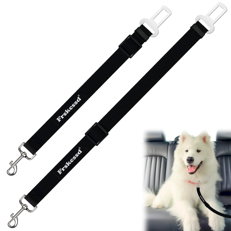 2 PCS Dog Seat Belt for Car Frskcssd Adjustable Dog Car Harness Heavy Duty Nylon Dog Safety Seat Belt Durable Pet Seat Belts for Small & Large Dogs Supports All Cars Quick & Easy Installation (Black) Black - BeesActive Australia