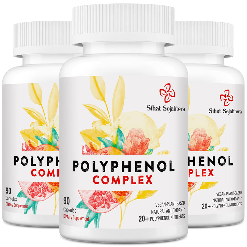 Polyphenols Supplement with Resveratrol & Quercetin, 270 Capsules | Plant-Based Formula • Polyphenol Superfood Blend • Botanical Antioxidants • Daily Wellness Formula 90 Count (Pack of 3)