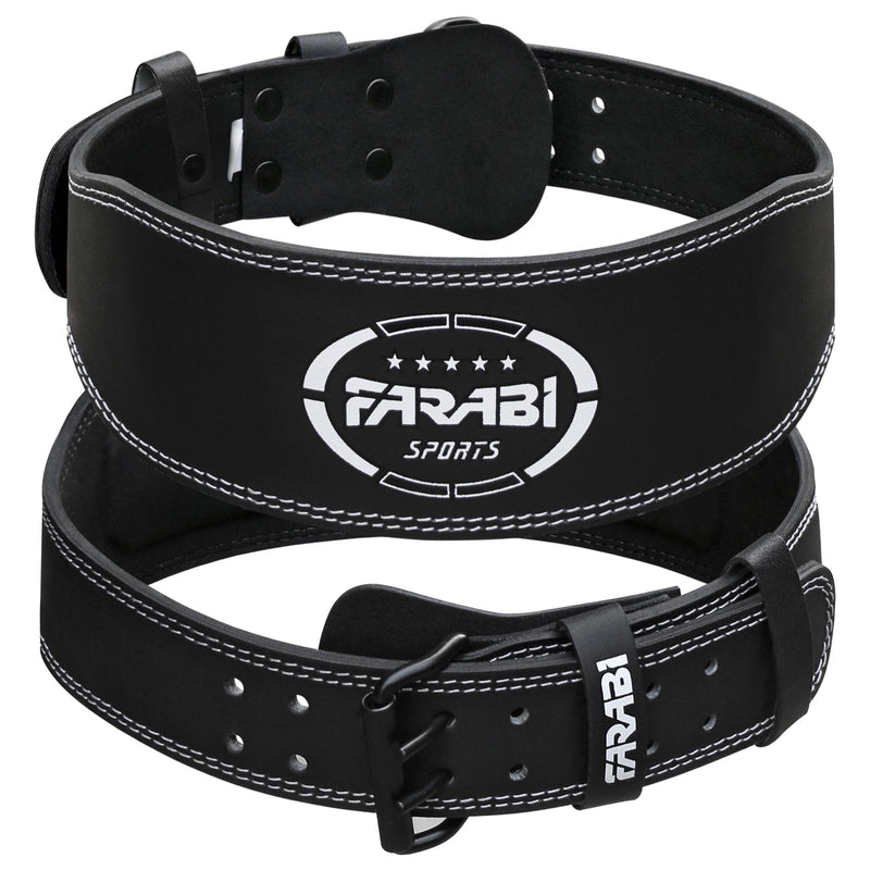 Farabi Sports Powerlifting Belt 100% Genuine Leather Weight Lifting Belt 4" wide Gym Belt Men and Women Weightlifting Belt for Gym Training Bodybuilding and Workout belt Black Small