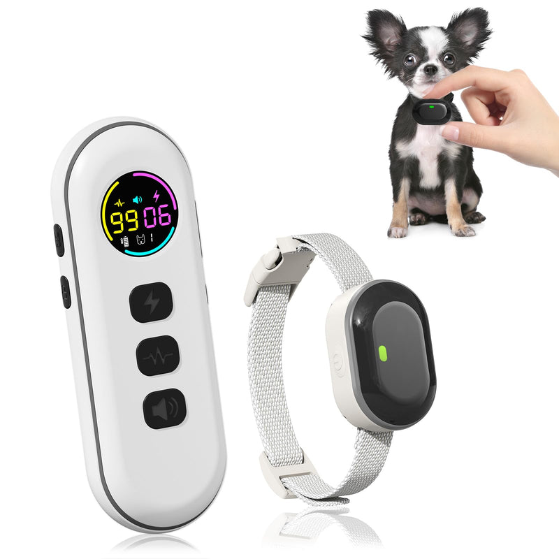 Ultra-Small Dog Shock Collar, Ultra-Light & Thin Dog Training Collar with 1300ft Remote, Tailored for Small Dogs 5-15lbs & Medium Dogs, 198-Level Precise Control, Waterproof, Rechargeable (Beige). Beige - BeesActive Australia