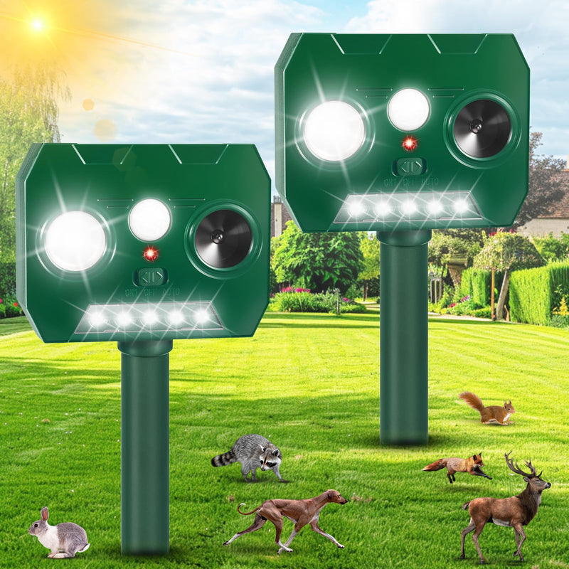 2 Pack Ultrasonic Cat Deterrent with Motion Sensor and Flashing Lights, Cat Deterrent Outdoor for Yard, Solar Powered Cat Deterrent for Garden Yard Lawn - BeesActive Australia
