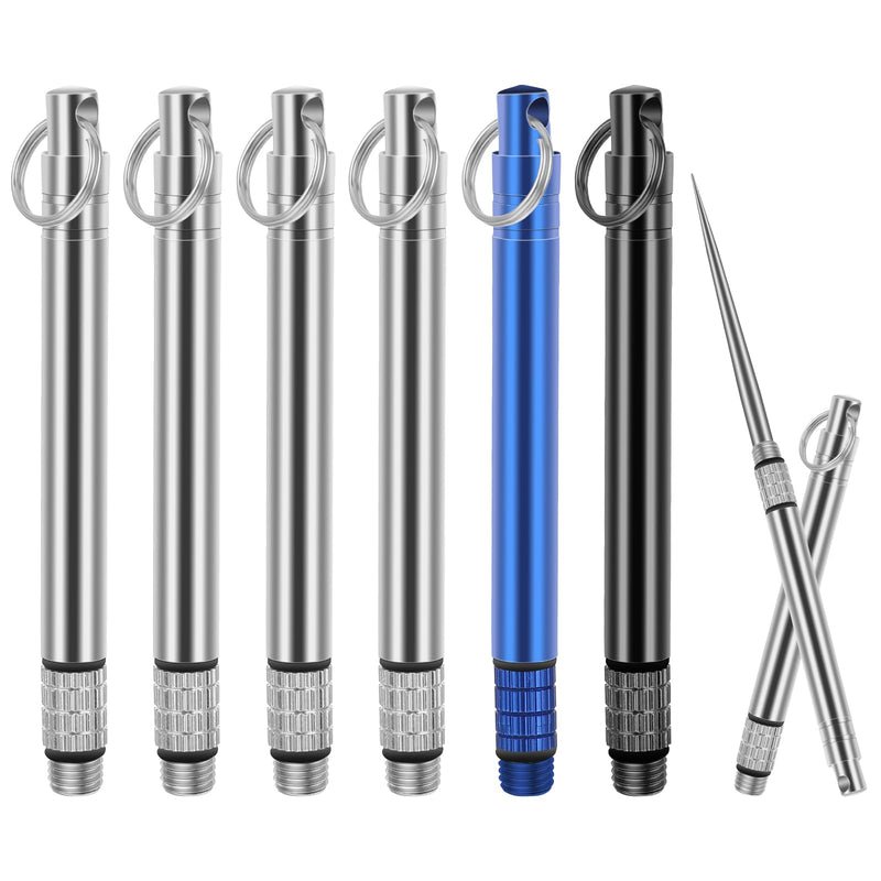 6 PCS Metal Toothpick Portable Toothpick Reusable Toothpick Pocket Toothpicks with Keychain Stainless Steel Dental Picks Travel Large Toothpicks Pocket Toothpick Holder Set - BeesActive Australia