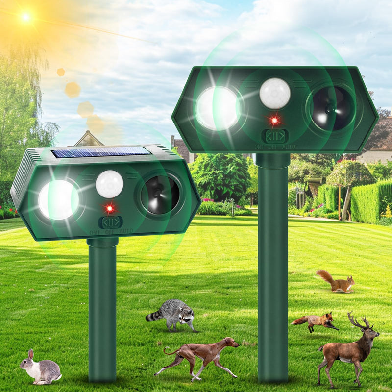 Cat Deterrent for Yard, Ultrasonic Cat Deterrent Outdoor with Motion Sensor and Flashing Lights, Solar Powered Cat Deterrent for Garden Yard Lawn, 2 Pack - BeesActive Australia