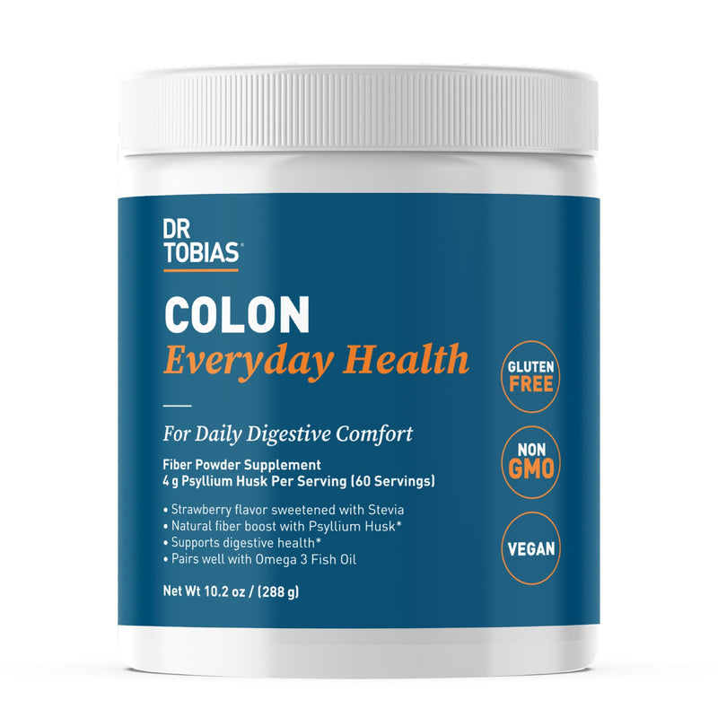 Dr. Tobias Colon Everyday Health - Gut Health for Women & Men - Psyllium Fiber Powder Drink with 4g Psyllium Husk Powder per Serving, Vegan, Gluten Free, Non-GMO, Strawberry Flavor, 60 Servings 10.2 Ounce (Pack of 1) - BeesActive Australia
