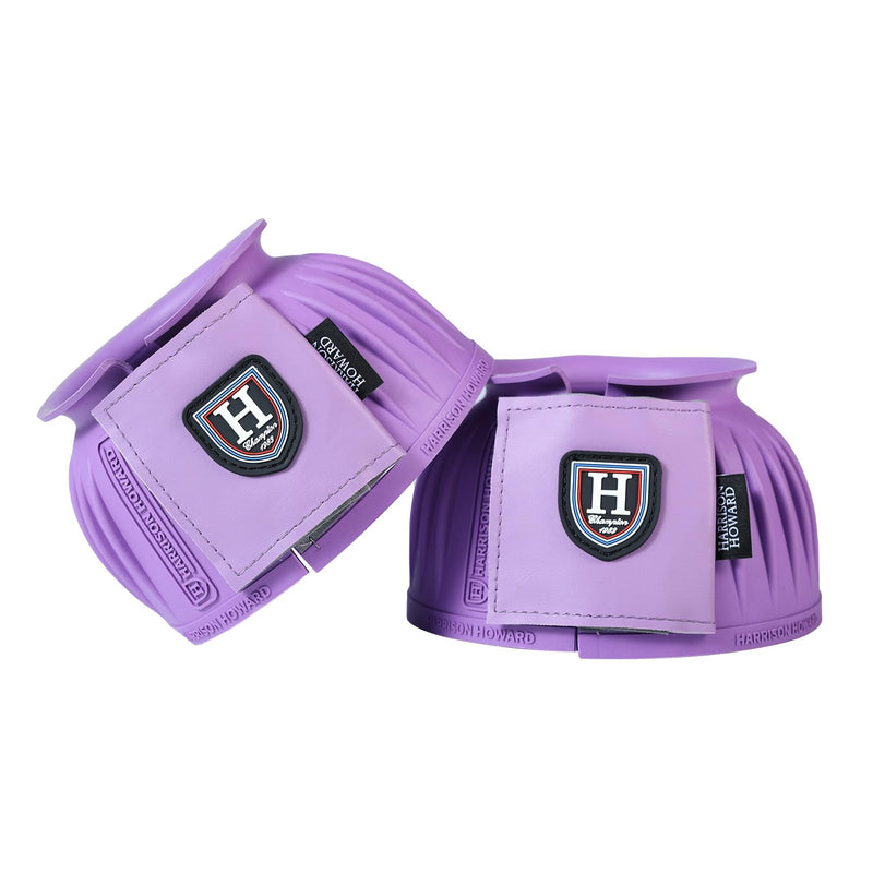 Harrison Howard Rubber Bell Boots Leather Touch-Close Overreach Boots Hoof Protection for Horses Sold in Pairs Violet L - BeesActive Australia