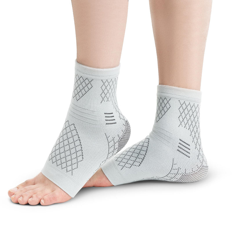 INDEEMAX 2 Pack Ankle Brace for Sprained Ankle, Arch Support Compression Sleeve Socks for Women & Men, Achilles Tendonitis Brace Wraps for Plantar Fasciitis, Foot Swelling Relief Medium Grey