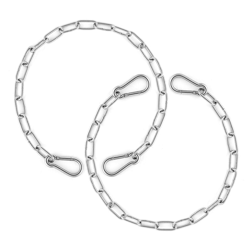 2pcs Gate Chain Links, 20 Inch Stainless Steel Outdoor Gate Chain Lock with Carabiners Security Gate Latch Chain Lock for Outside Fence, Yard, Barn, Horse, Goat, Dog Stall (Silver, 3mm Thick) - BeesActive Australia