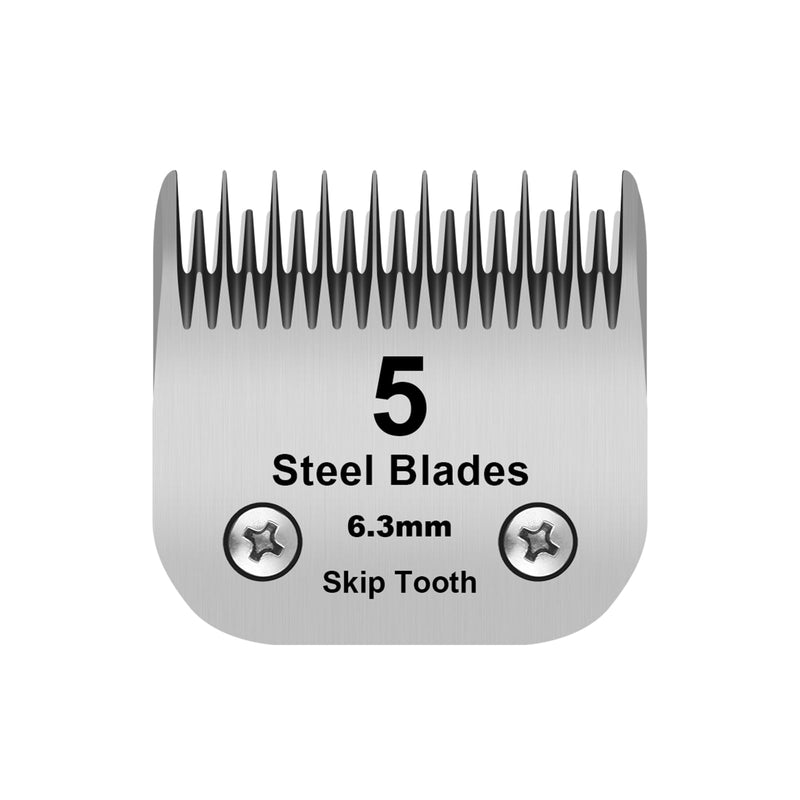 5 Skip Tooth Detachable Pet Dog Grooming Steel Blades,Compatible with Andis,Oster A5,Wahl KM10 Series Clippers,Cut Length 1/4-Inch (6.3mm) ，1 PACK 5 Skip Tooth-1 PCS - BeesActive Australia