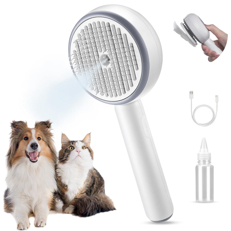 Cat Steam Brush,Budow 3 in 1 Pet Steam Brush with Release Button and Water Tank,Steam Brush for Cats Dogs,Removes Static Flying Hair,Cat Steam Brush for Shedding,Pet Hair Removal Tool for Travel - BeesActive Australia