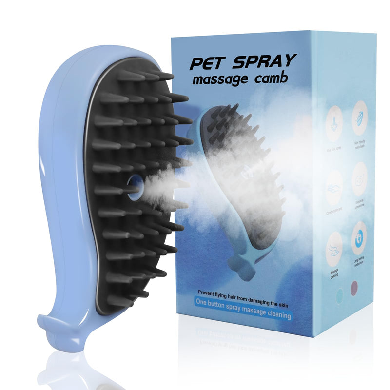 Cat Steam Brush for Shedding, Cat Grooming Brush With Steam, Rechargeable Steam Pet Brush for Dog And Cat, Steamy Cat Brush 3 In1, Self Cleaning Steam Brush for Massage,Clean and Removing Loose Hair Blue - BeesActive Australia
