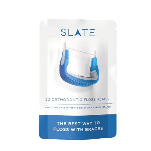 Slate Orthodontic Floss Head Refills, 20-Pack PFAS-Free nHa Woven Floss Ortho Floss Heads