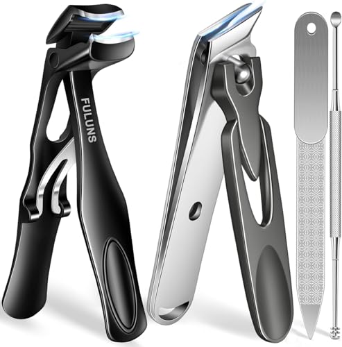 Nail Clippers for Men Thick Nails with Angled Head & Wide Opening, Heavy Duty Large Nail Clippers for Seniors with Catcher, 2026 Slanted Sharp Nail Clippers Set Gifts for Men Women Adults Black Angled Head&Slanted Nail Clippers