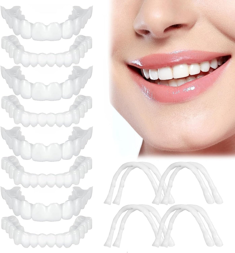 8 Set Fake Teeth Natural White Artificial Teeth, Comfort-fit and Life-Like Teeth for Male and Female, Rediscover Your Confident Grin with Elegance,veneers Teeth for Women (8) 8 - BeesActive Australia