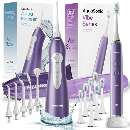 Aquasonic Vibe Series and Aqua Flosser Bundle (Satin Violet)