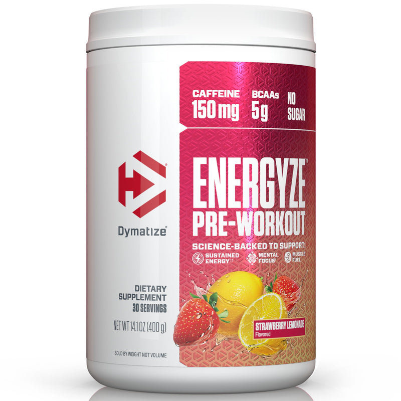 Dymatize Energyze Pre Workout Powder for Men and Women, Strawberry Lemonade Flavor, 150mg Caffeine, 5g BCAAs, Performance Blend of L-Theanine, L-Tyrosine, L-Citrulline, No Sugar, 30 Servings 14.1 Ounce (Pack of 1) - BeesActive Australia