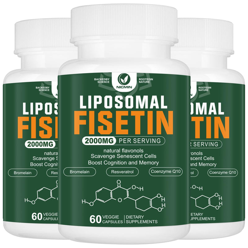 Liposomal Fisetin Supplement, 2000MG, 98% Pure Fisetin Polyphenols Antioxidants, with Quercetin, TMG and Resveratrol, for Healthy Aging, Cognitive Support, 180 Capsules