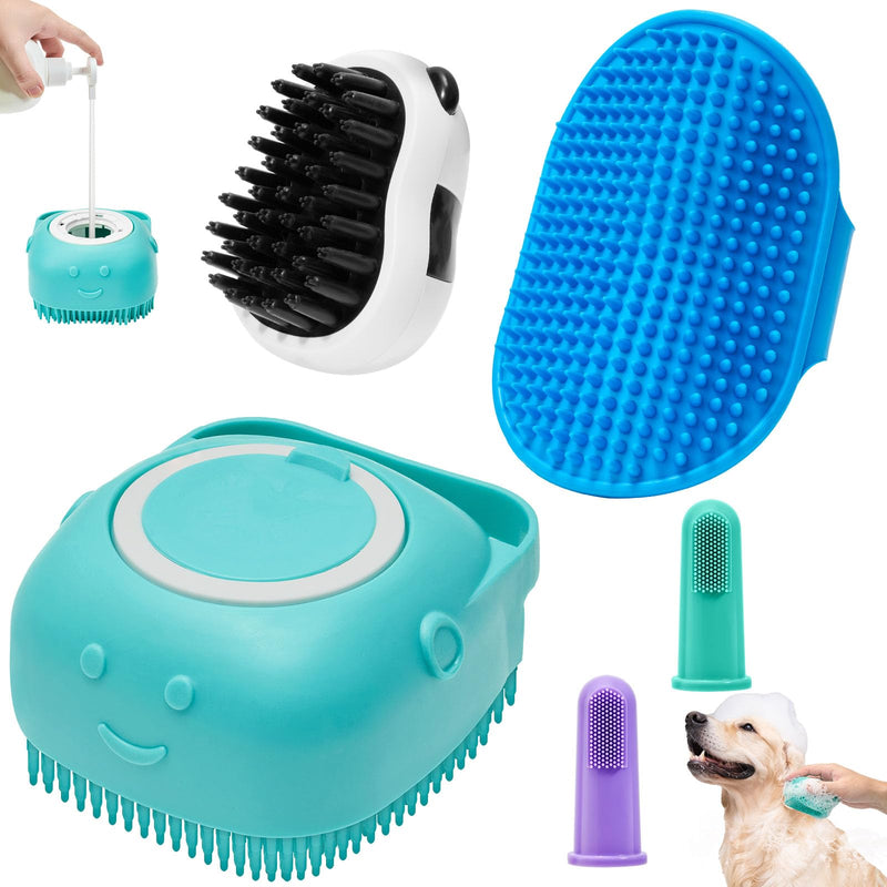 Dog Bath Brush Pet Massage Shampoo Brush Dog Scrubber for Bath Dog Washing Brush Scrubber Pet Bath Massage Brush with Soft Silicone Bristles for Puppy Dog Cat Grooming Cleaning Blue - BeesActive Australia