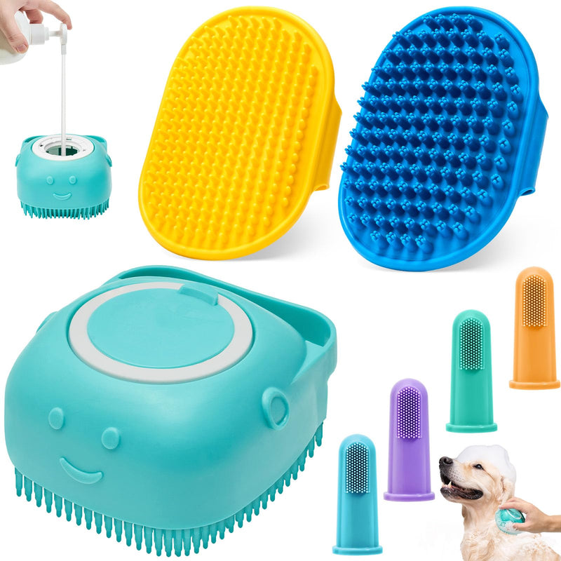 Dog Bath Brush Pet Massage Shampoo Brush Dog Scrubber for Dog Washing Brush Scrubber Pet Bath Massage Brush with Soft Silicone Bristles for Dog Cat Grooming Cleaning - BeesActive Australia